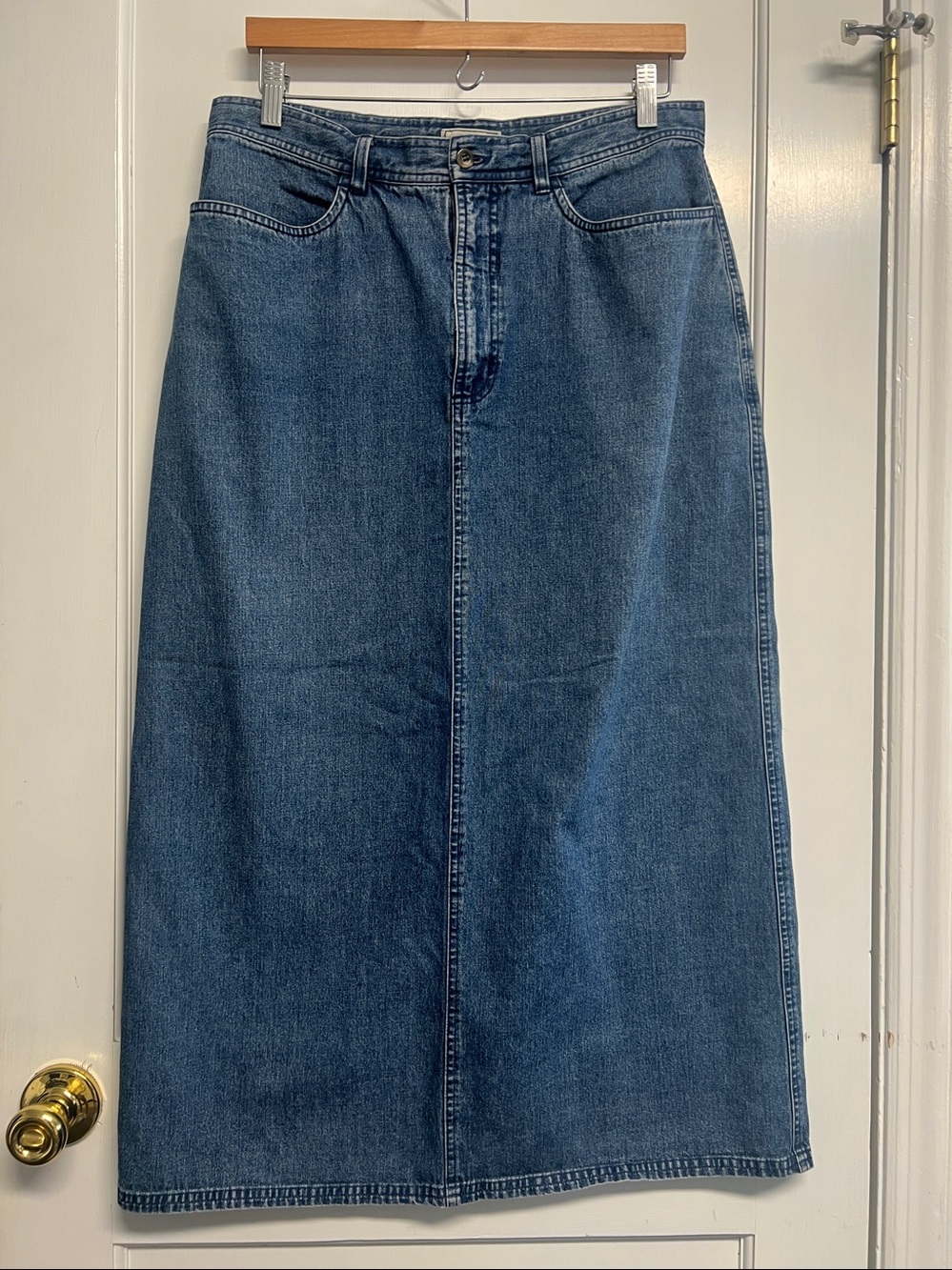 L.L. Bean Blue Denim Maxi Skirt